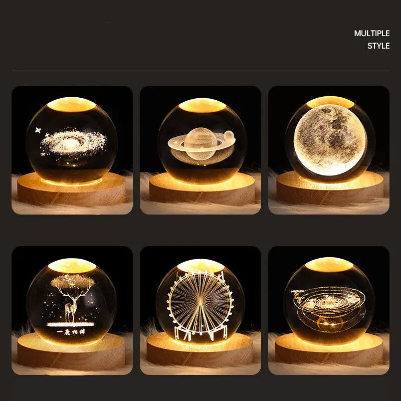 Starry Sky, Planets and Moon Crystal Ball Night Lamp